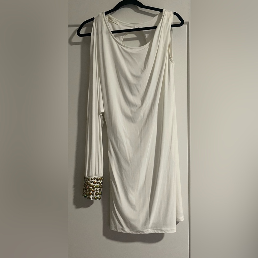 Elegant White Dress with Gold Accents - from St. Barts